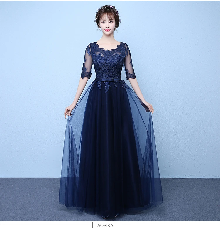 silver and navy bridesmaid dresses