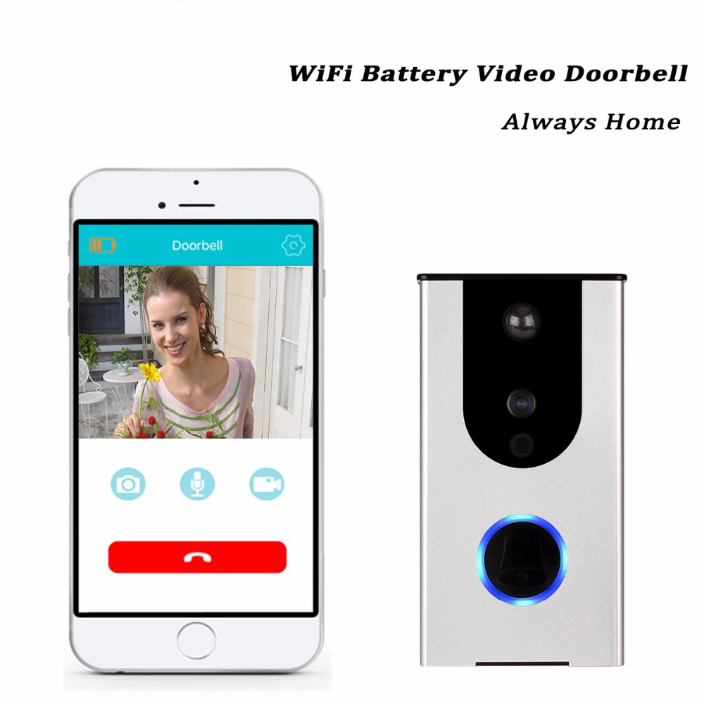 

HD Wifi Battery Video Doorbell Camera 720p Wireless Enable Video Surveillance Smart Home iOS & Android APP IR Night Vision F1396