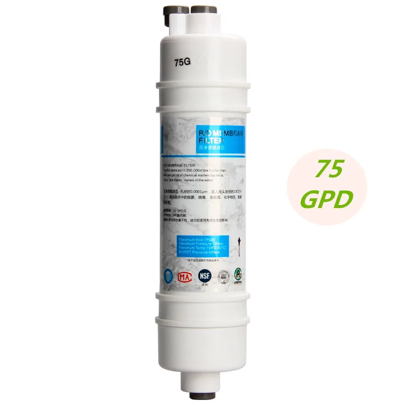 

NEW 75 GPD RO membrane Quick Connect Plug-In Reverse Osmosis Membrane Filter For 10-Inch Household Water Purifier Machine