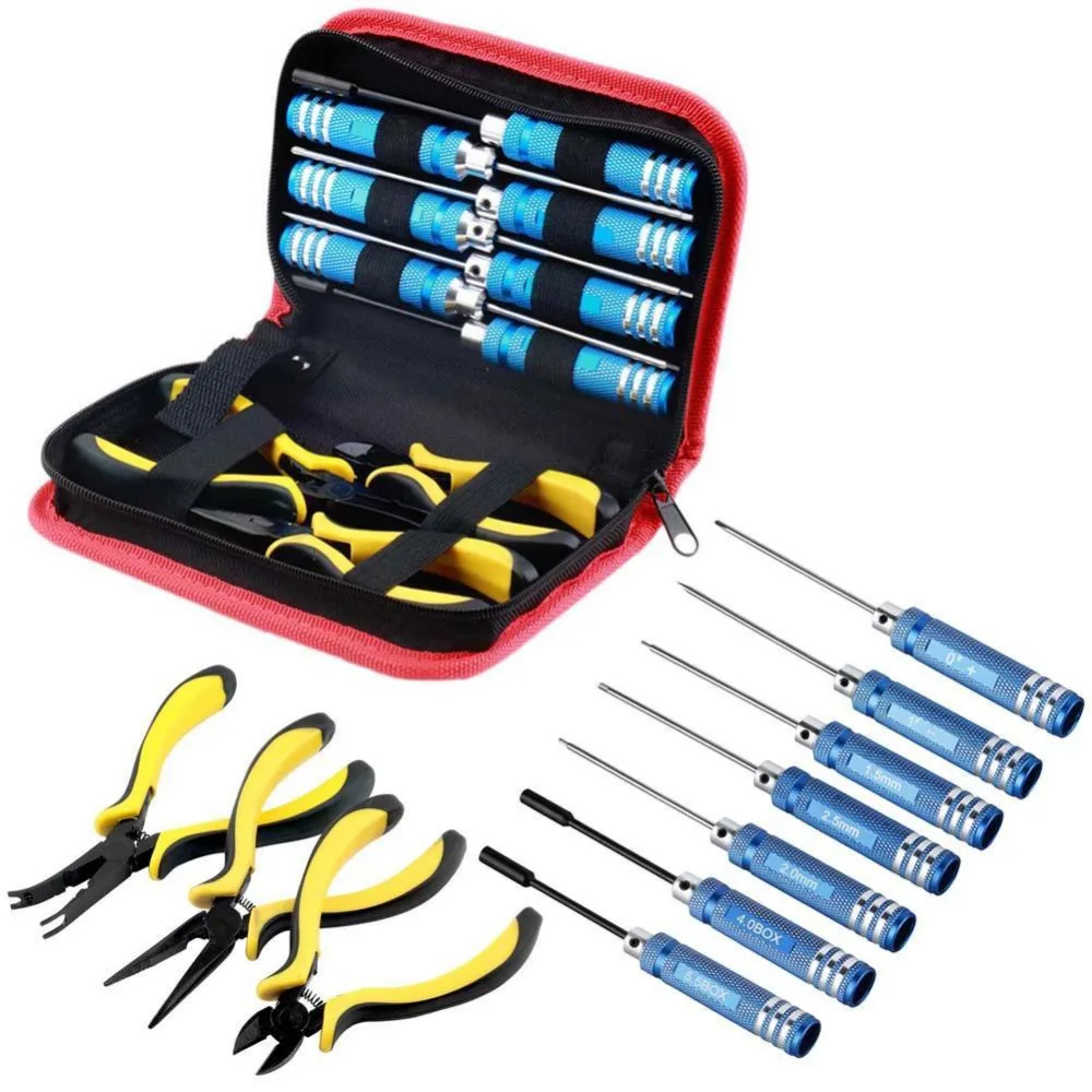 10 In 1 Tool Kit Obeng Plier Dengan Kotak Untuk Helikopter Alat