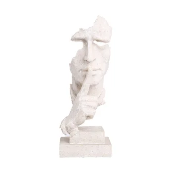 

Thinker Statues Vintage Decor Figurine Europe Silence Is The Gold Resin Craft Ornament Creative Living Room Art Decor Furnishing