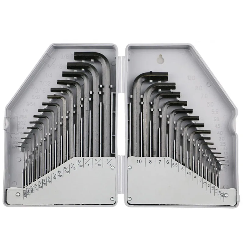 

30 Pieces Metric/ Imperial Combined Long Pattern Hexagon Key Set Allen Wrench Spanner Hand Tool in Plastic Case