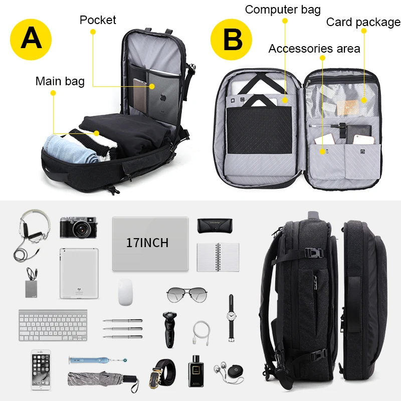 Ártico HUNTER desmontar multifunción 17 pulgadas portátil mochilas para Adolescente de negocios hombre Mochila hombres, Mochila de viaje, bolsa de Ártico HUNTER desmontar multifunción 17 pulgadas portátil mochilas para Adolescente de negocios hombre Mochila hombres, Mochila de viaje, bolsa de
