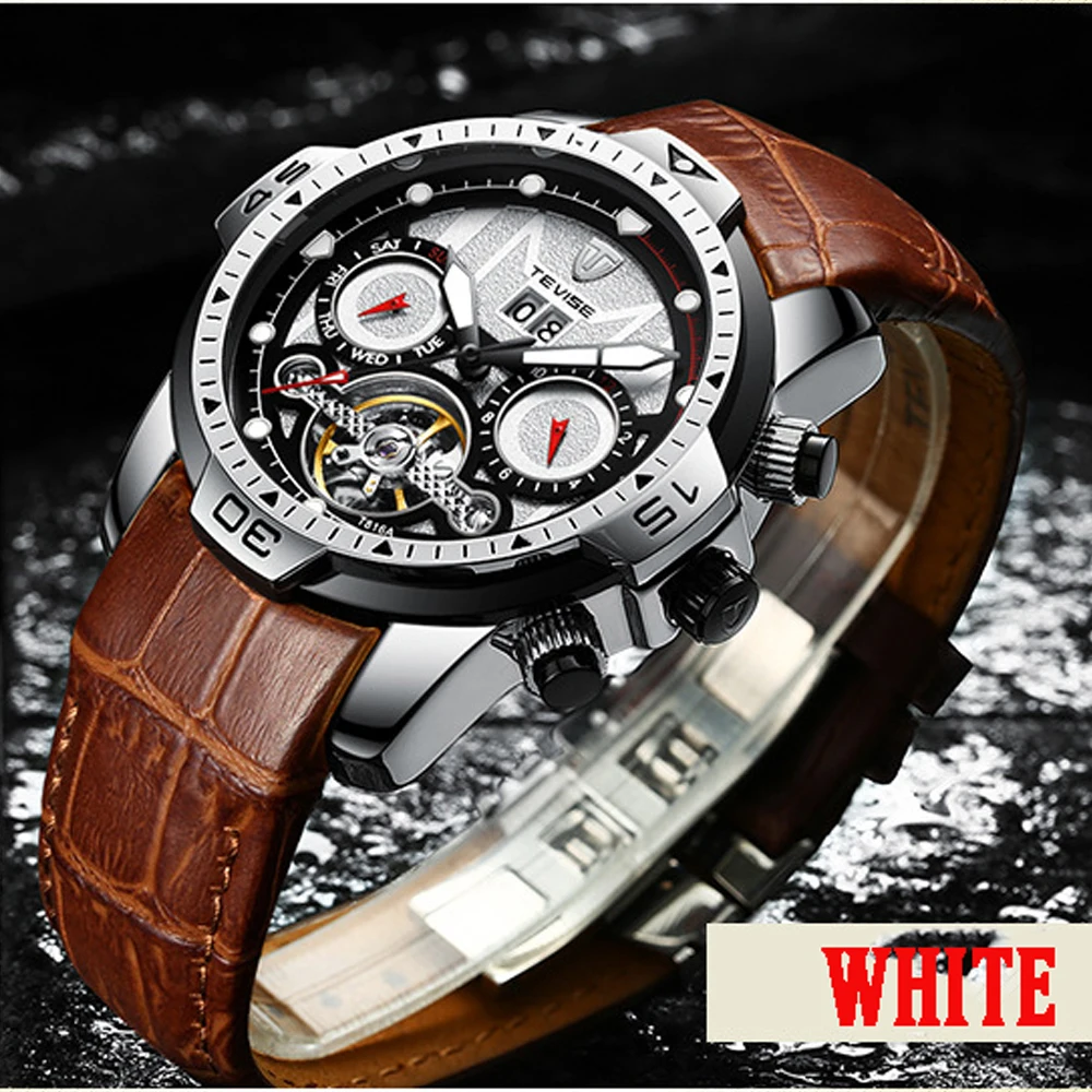 Tevise الرجال التلقائي ساعات آلية الرجال الفاخرة الذهبي توربيون الهيكل العظمي للماء الذكور ساعة اليد Relogio masculino Tevise الرجال التلقائي ساعات آلية الرجال الفاخرة الذهبي توربيون الهيكل العظمي للماء الذكور ساعة اليد Relogio masculino