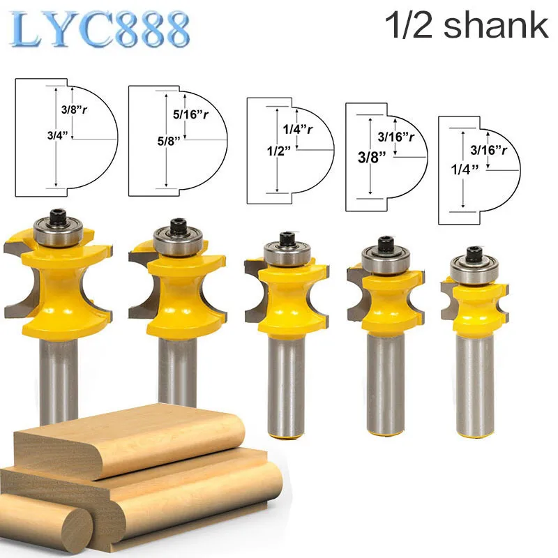 Top Quality 1pcs 1/2" Shank Woodworking Concave Radius Milling Cutters