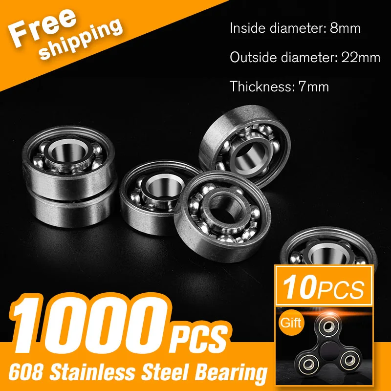

1000pcs 608 Bearing Ball For Hand Spinner Plastic Fidget Spinner EDC Rotation Time Long Anti Stress Decompress Toys Accessories
