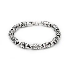 Настоящее серебро 925 пробы, индивидуальное ювелирное изделие, винтажное тайское серебро, мужские бусины с шестью словами, браслет S925(FGL