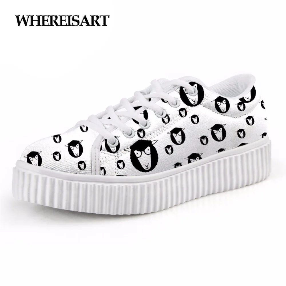 

WHEREISART 3D Zoo Animal Puzzle Women Casual Flats Shoes Platform Shoes Hight Increasing Shoes for Ladies Fashion Women's Flat