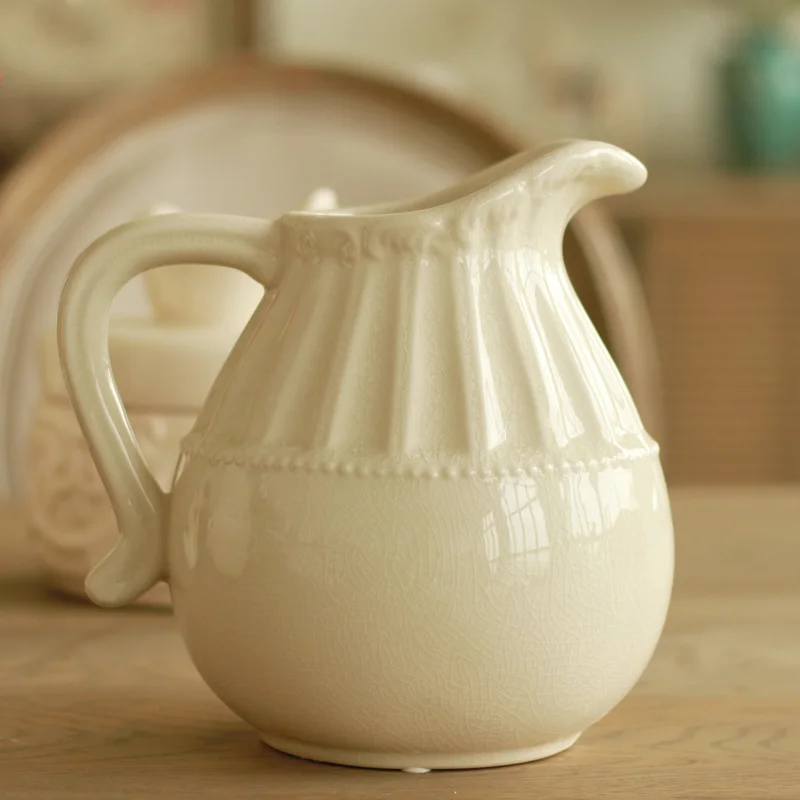 

Home Furnishing ornament crafts decoration European Garden crack white ceramic vase flower milk pot special offer