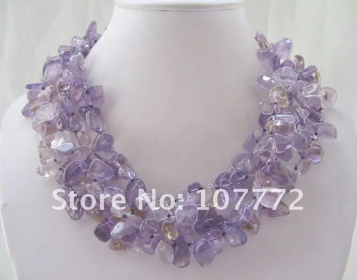 

Beautiful! 4 strands natural purple yellow crystal necklace