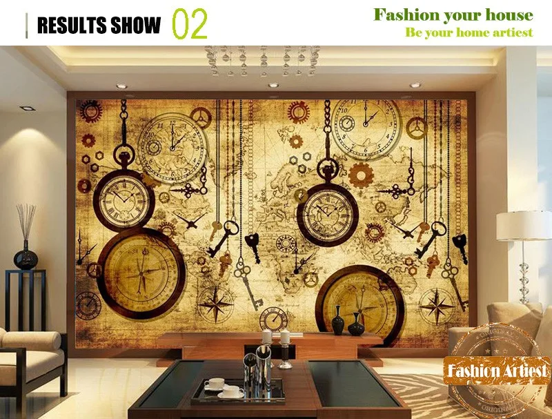 Custom Vintage Travel World Map Wallpaper Mural Clock Key Compass Pocket Watch Tv Sofa Bedroom Living Room Cafe Bar Restaurant Bar Restaurant Wallpaper Worldworld Wallpaper Aliexpress