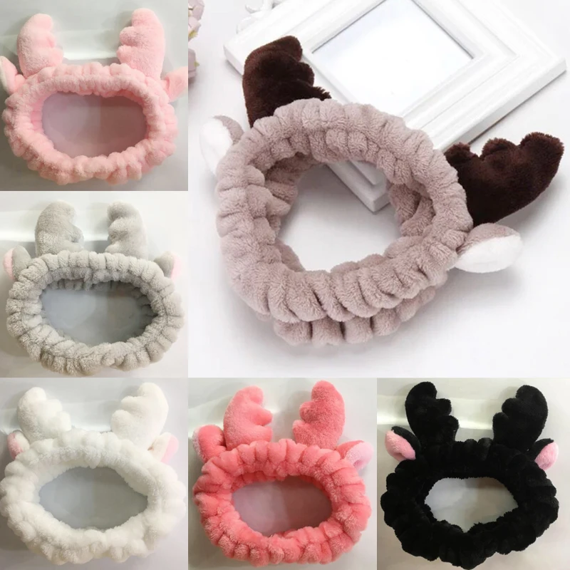 

New Washing Face Headband For Girls Women Antlers 1PC Soft Elasticity Facial Makeup Headwear Hair Tie Accessories Winter