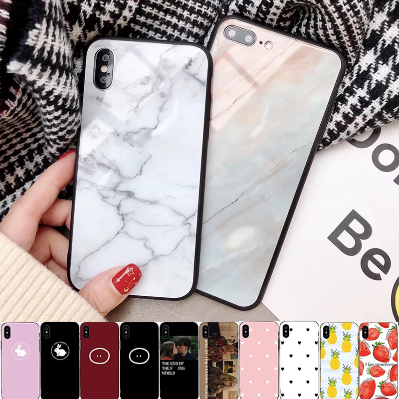 

RZP Marble Love Heart Tempered Glass Case for iPhone 10 X 7 6 Glass Case Back Cover Bumper On The for iPhone X 8 7 6 s Plus Case