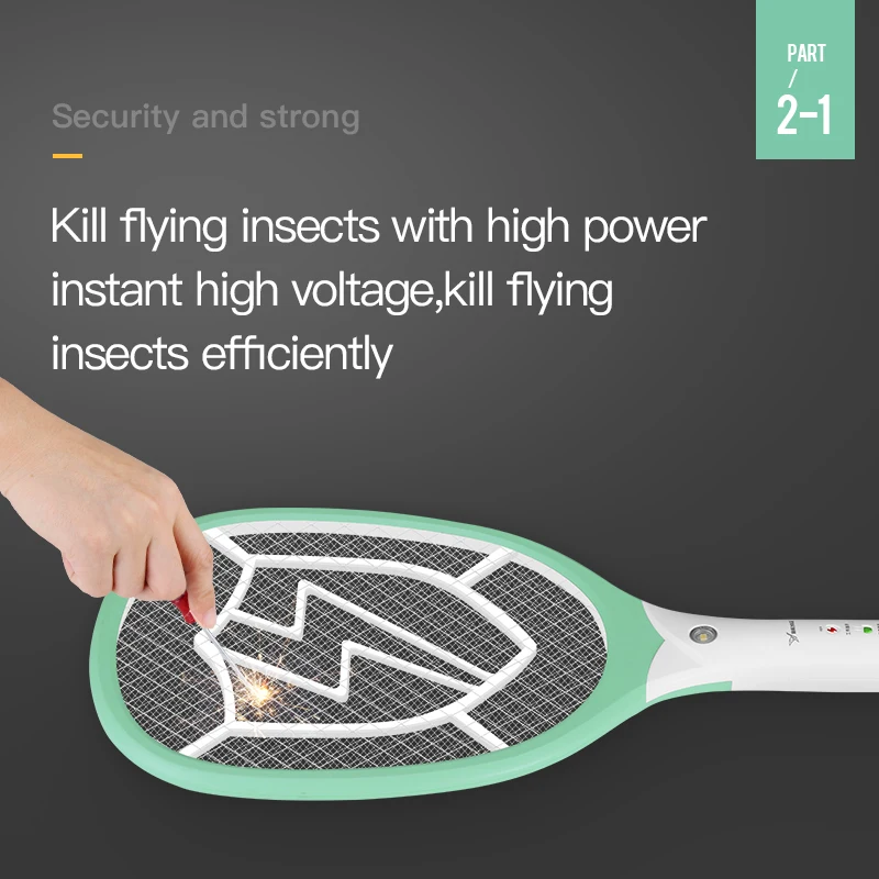 YAGE Electric Mosquito Swatter Mosquito Killers Pest Control Bug Zapper Reject Racket Trap 2200V Electric Shock with Lights