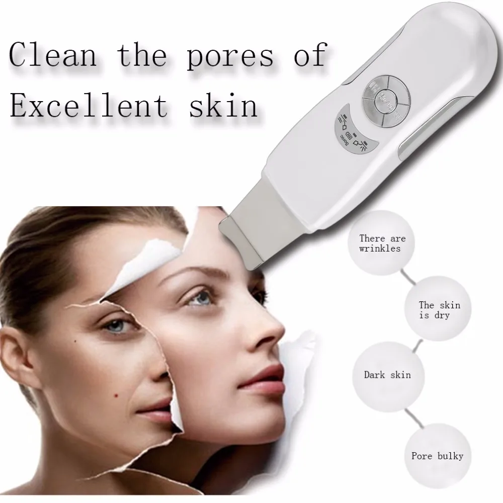 

Ultrasonic Ion Skin Scrubber Facial Skin Ultrasonic Scrubber Cleaner Blackhead Removal Face Peeling Extractor Skin Beauty Device