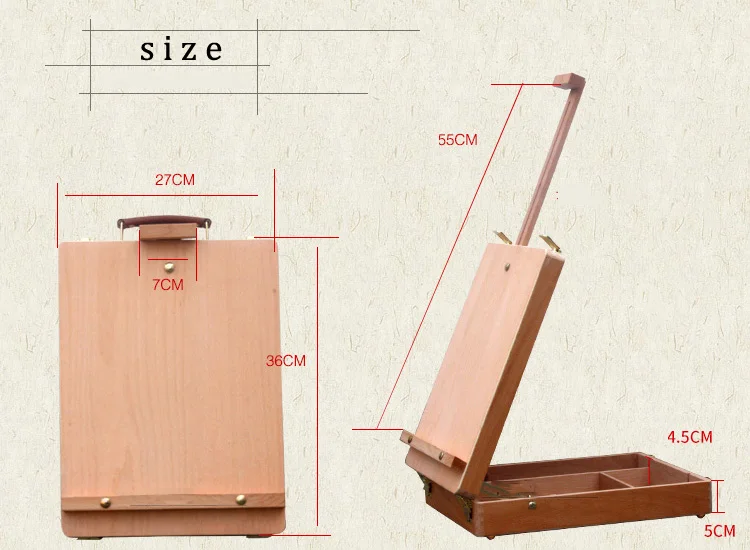 Многофункциональный регулируемый мольберт со встроенной деревянной коробкой для рисования, стола, масляной краски, чемодана, рабочего стола, художественные принадлежности