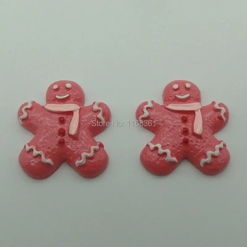 1pcs/lot resin flatback Gingerbread man with scarf 22mm Cabochons Scrapbooking Hair Bow Center DIY Christmas decration C109-10