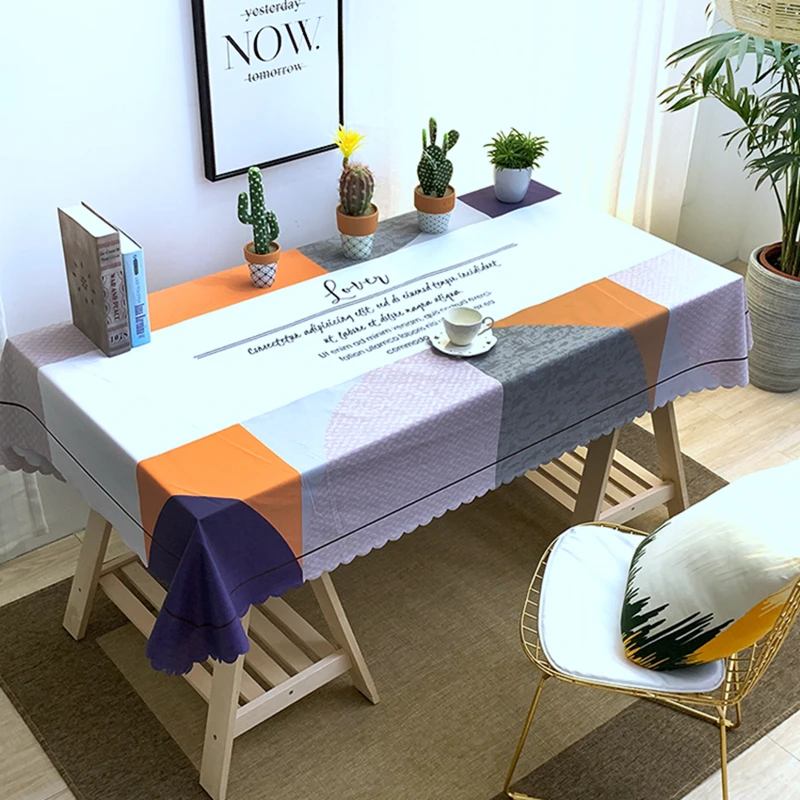 

Dreamworld New Arrival Printed Table Cloth Cotton Linen Modern Rectangular Tablecloth Home Kitchen Party Decoration