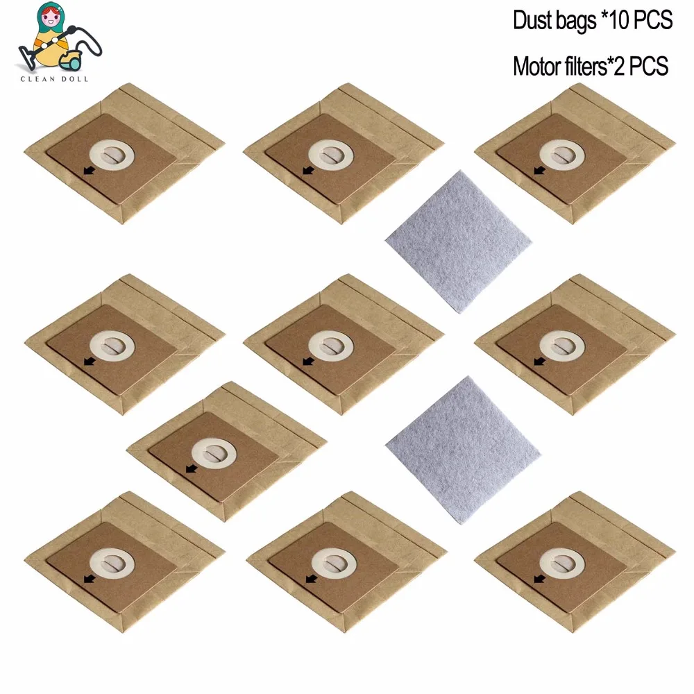 

12-Pack motor filter disposable dust bags for vacuum cleaner Philips FC8334-FC8349 HR6995 HR6325...HR6339 Sanyo SC-35 ..