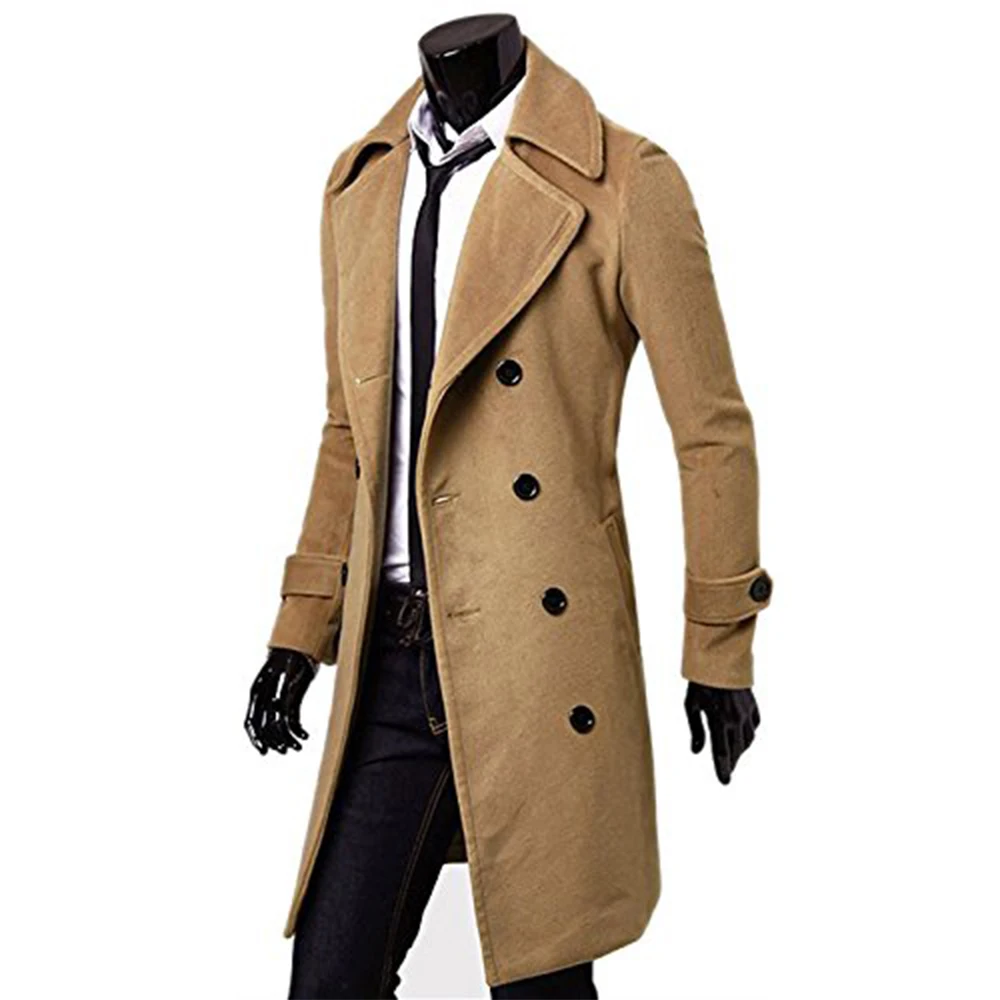 Custom Made Brown Trench Coat Men Double Breasted Winter Overcoat Men Long Coats For Men Cashmere Wool Coat Winter Coats For Men