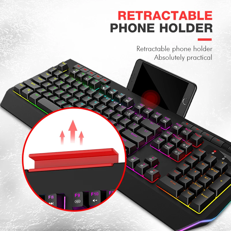  HAVIT Mechanical Keyboard USB Wired 104 Keys Blue Switch Gaming Keyboard Multifunctional Full Color