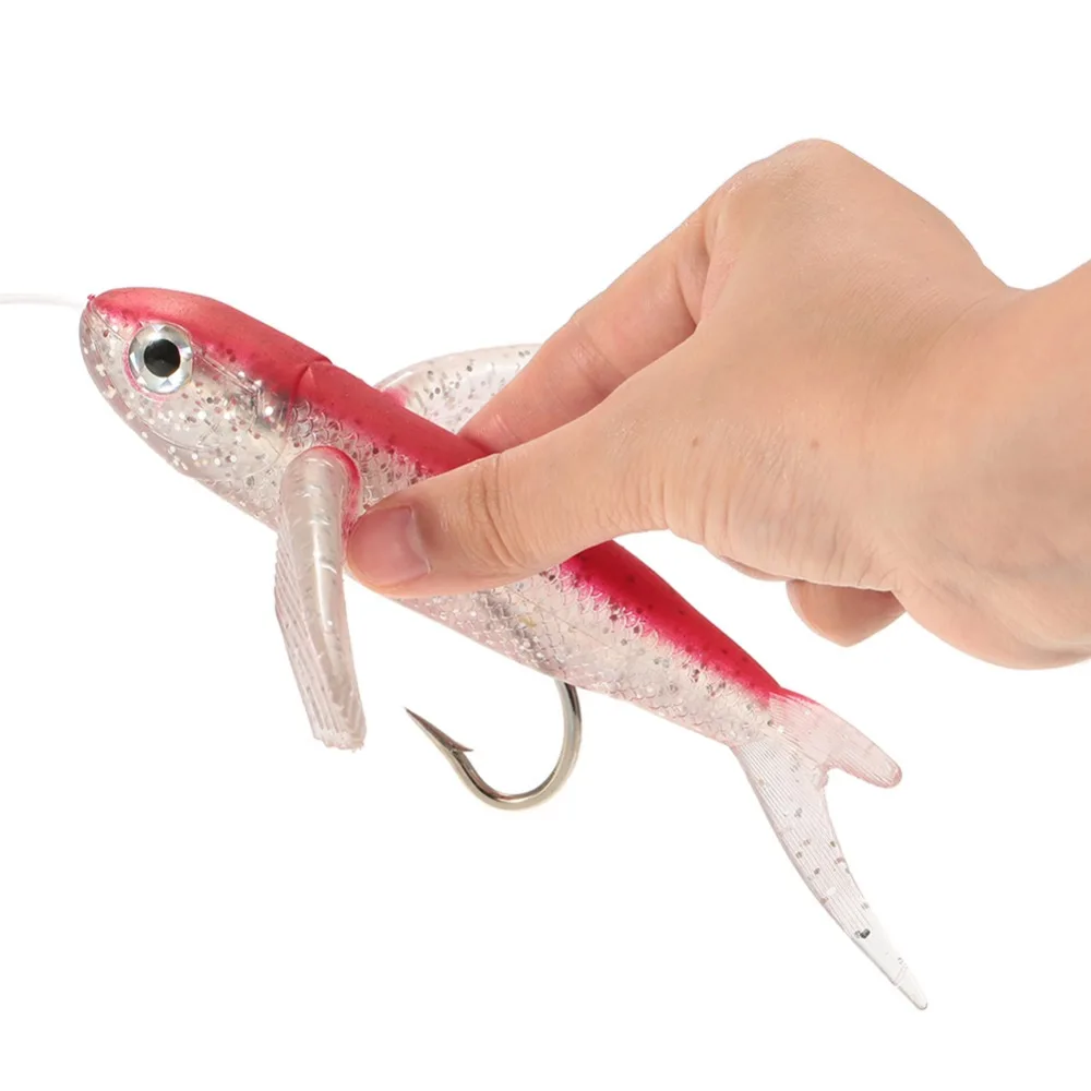 Seawater Fishing Soft Wings Bait Hook Flying Fish Lure Boat Trolling