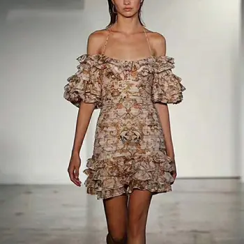 

Summer Dress Top Quality Sexy Halter Print Slash Neck Women Night CLub Fashion Evening Party Dress Mini Bodycon