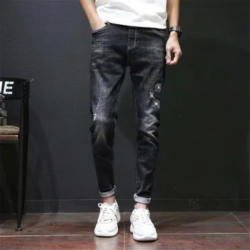 

jeans men 2019 Wear out Spider web Korean Edition Little feet Big code trousers men jeans hombre jean homme clothes streetwear