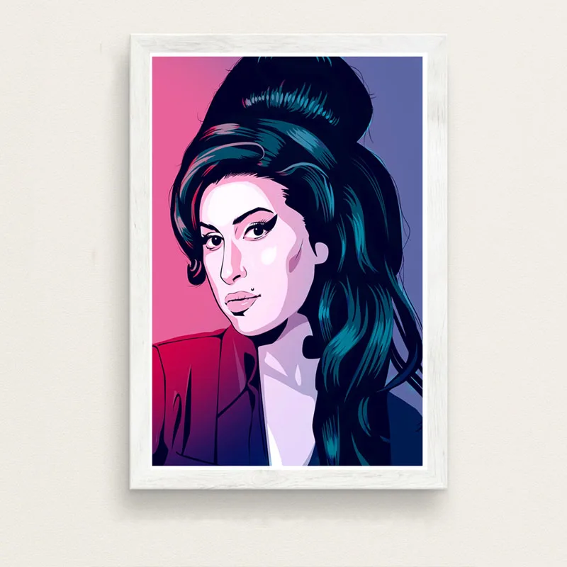 Плакатный принт Горячая новинка Amy Winehouse Женская музыкальная певица звезда поп пользовательское искусство картина маслом настенные картины для гостиной домашний декор - Цвет: Небесно-голубой