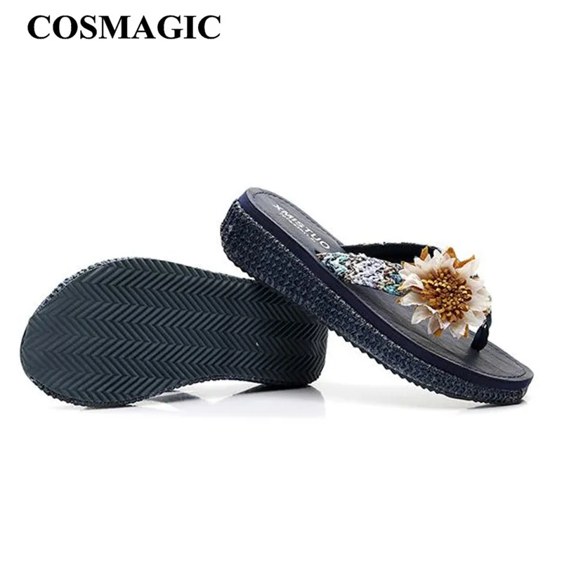 Женские вьетнамки на танкетке COSMAGIC Вьетнамки в богемном стиле с цветочным