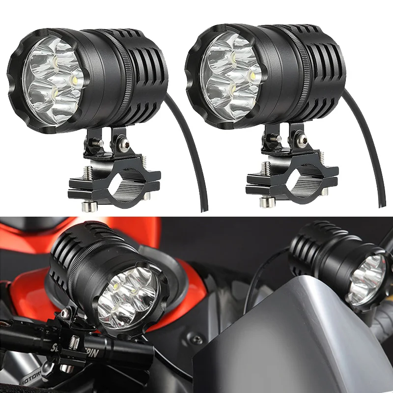 Tanie Najnowszy 2 sztuk 60W reflektory motocykla lampa pomocnicza led reflektor motocyklowy akcesoria 12V moto spot reflektory przednie