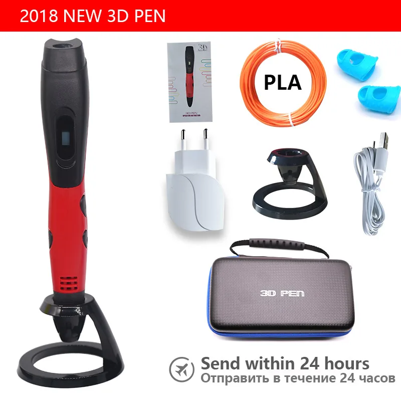 V6 3d pen3d принтер Ручка версия с 200 м abs/pla 1,75 мм Защитная филамет с сумкой для хранения Рождественский подарок Быстрая отправка - Цвет: 3. Red pen