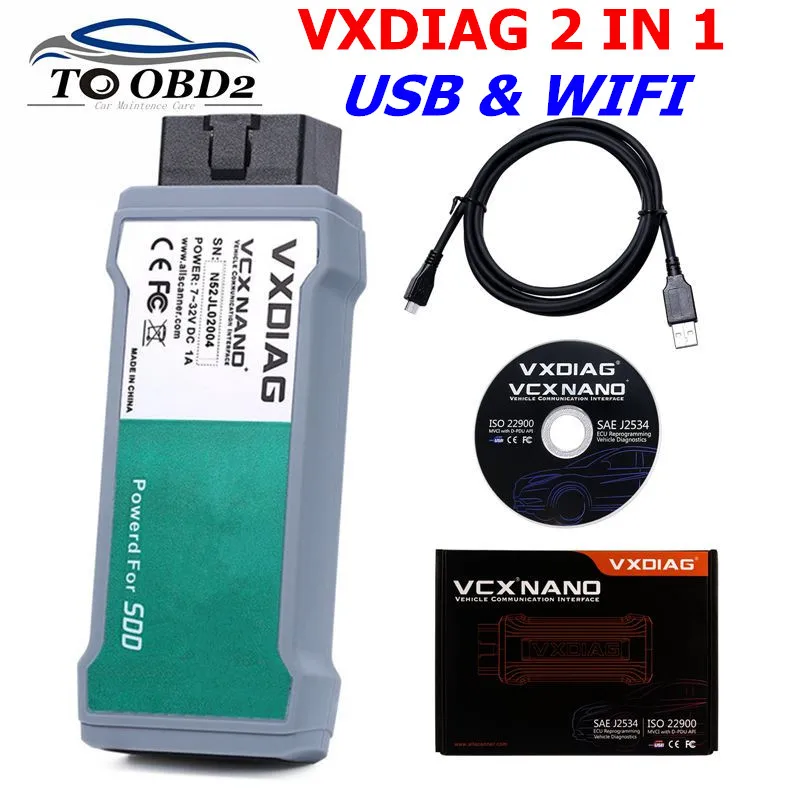 Нано-диагностический инструмент allscan VXDIAG 2 в 1 для Land Rover/Jaguar USB и Wi-Fi программное