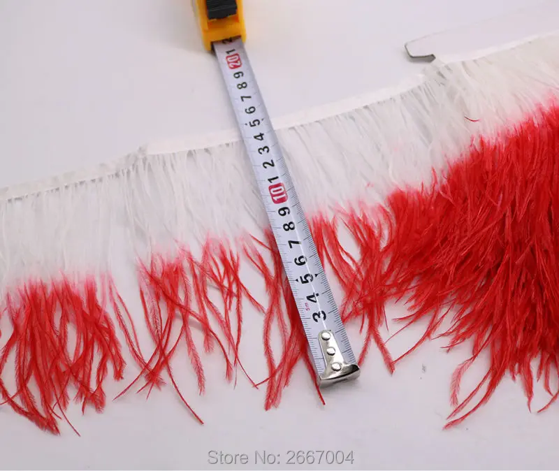 950.800 bicolor ostrich feather trim white and red 4