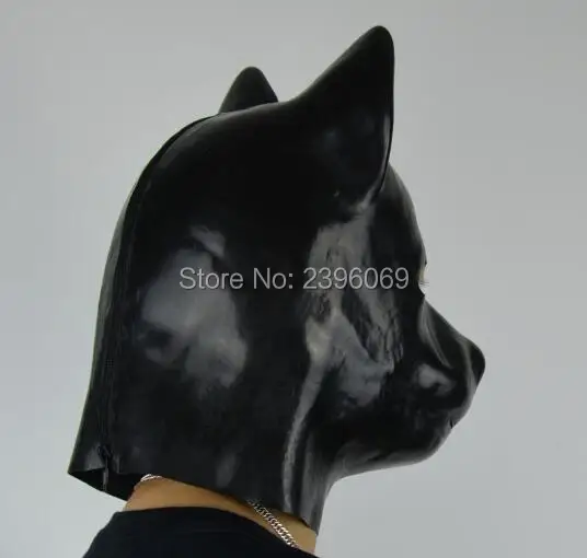 LH2) натуральный полный голова Латекс Собака свинья кошка голова леопарда раб маска резиновый капюшон SM удушающий Фетиш маска одежда