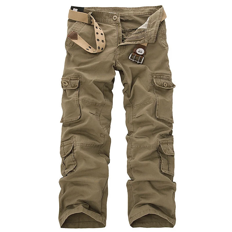 Mens Cotton Military Tactical Cargo Pants Straight Fit Camo Trousersin