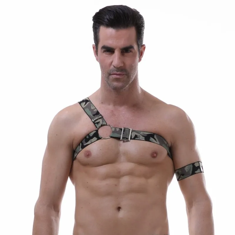 Men Sexy Body Belt and Armband Suit Punk O ring Adjustable Body Bondage