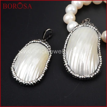 

BOROSA 10pcs Druzy Jewelry Natural White Shell Zircon Pendant Bead JAB331 Drusy Free Shipping