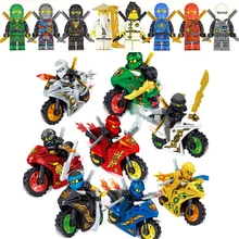8 шт. Горячие ниндзя мотоцикл строительные блоки кирпичи игрушки Совместимые Ninjagoed ниндзя кирпичи для детей Подарки