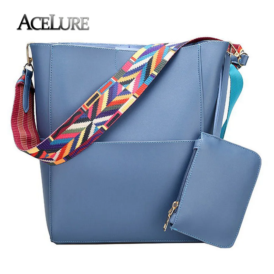 

ACELURE Luxury Handbags Women Bucket Bag Brand Designer Ladies Shoulder Bag Pu Leather Gray Crossbody Bag Large Capacity Handbag