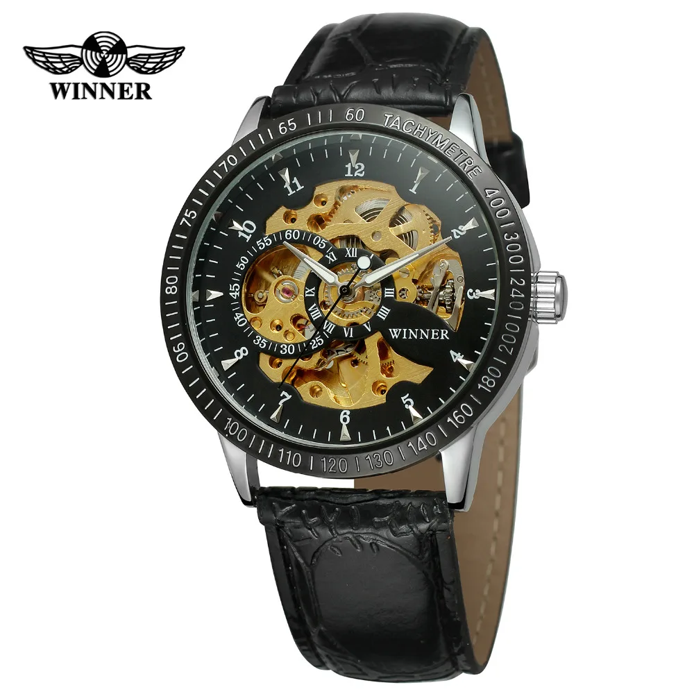 winner men's skeleton watch