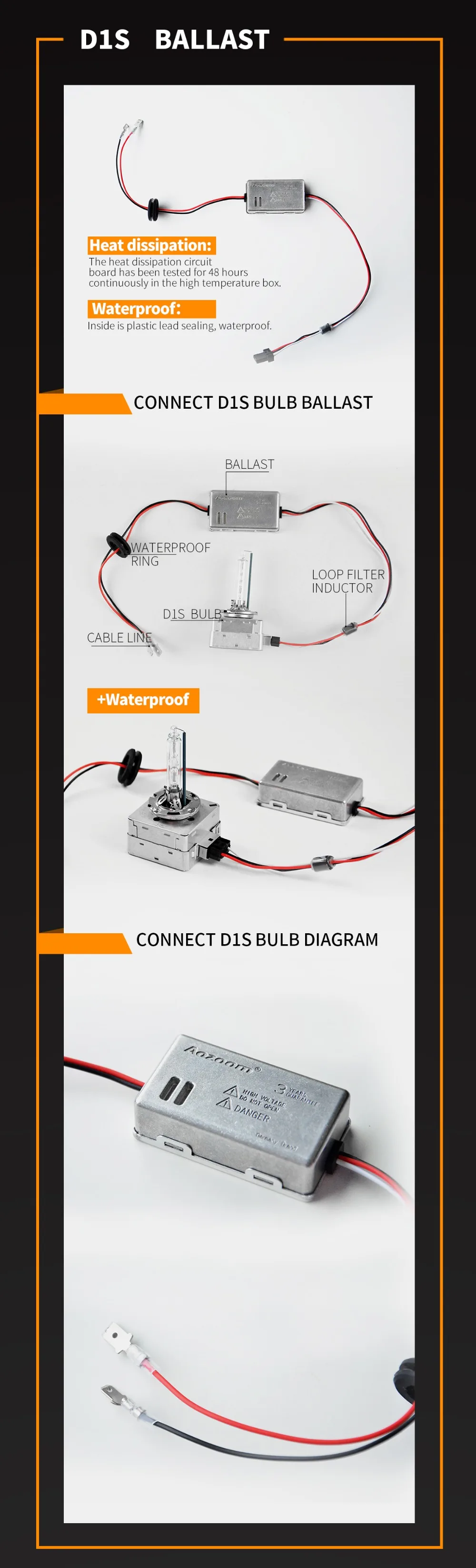 Aozoom D1S, D2S Балласт маленький elfin ксеноновый балласт Быстрый старт и 12 в 35 Вт костюм D1S D2S HID ксеноновая фара Лампа