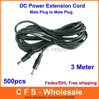 

3 Meter 10Ft Power Connector Cable Power Cords & Extension Cord Male plug to Male plug 5.5 x 2.1mm Free shipping 500pcs/Lot