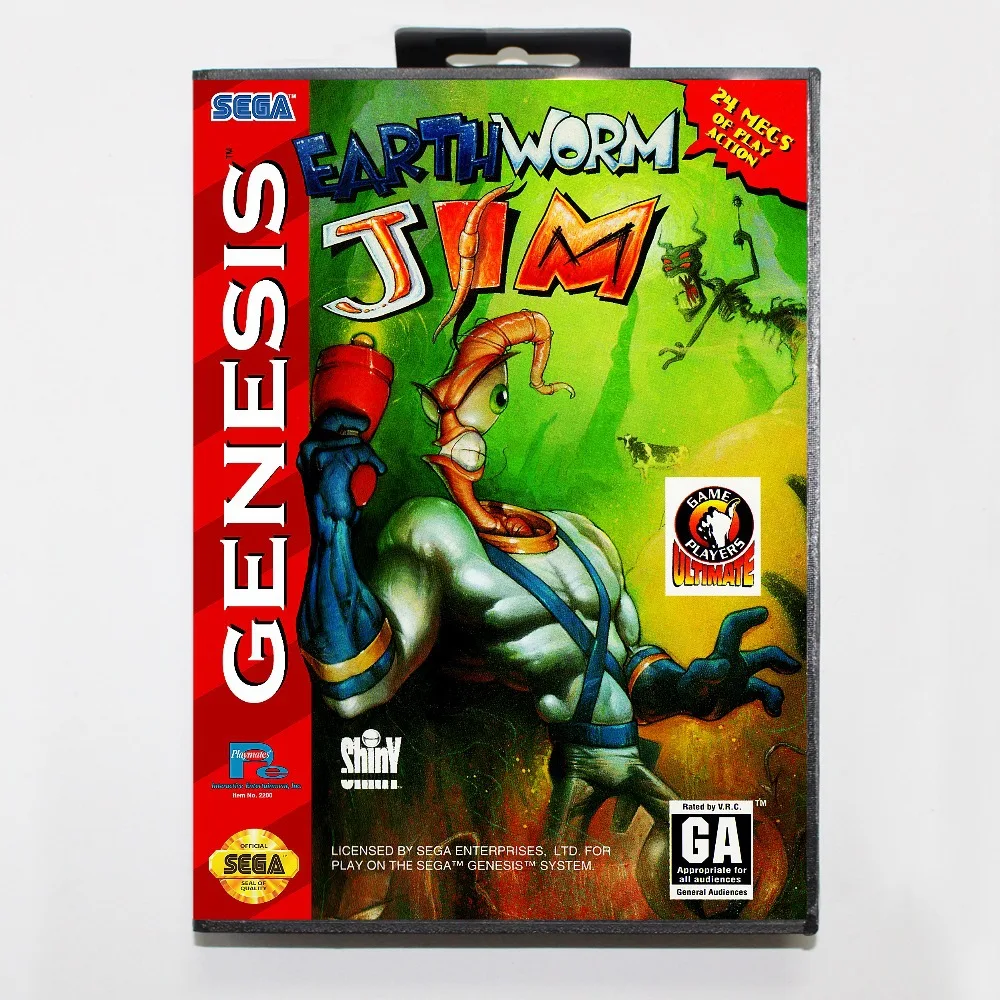 16 бит Sega MD игровой Картридж с розничной коробкой Earthworm Jim карточная игра для Megadrive