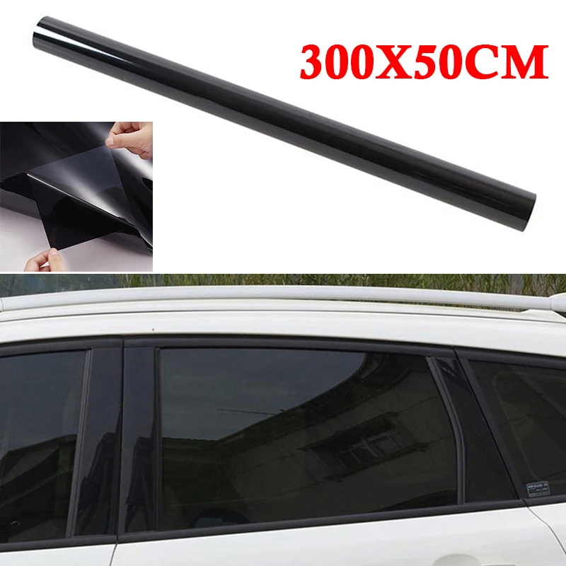 Автомобильная самоклеящаяся пленка для окон 50*300 см Универсальная высококачественная черная Авто офисная стеклянная оконная VLT 20% Тонирующая пленка Солнцезащитная