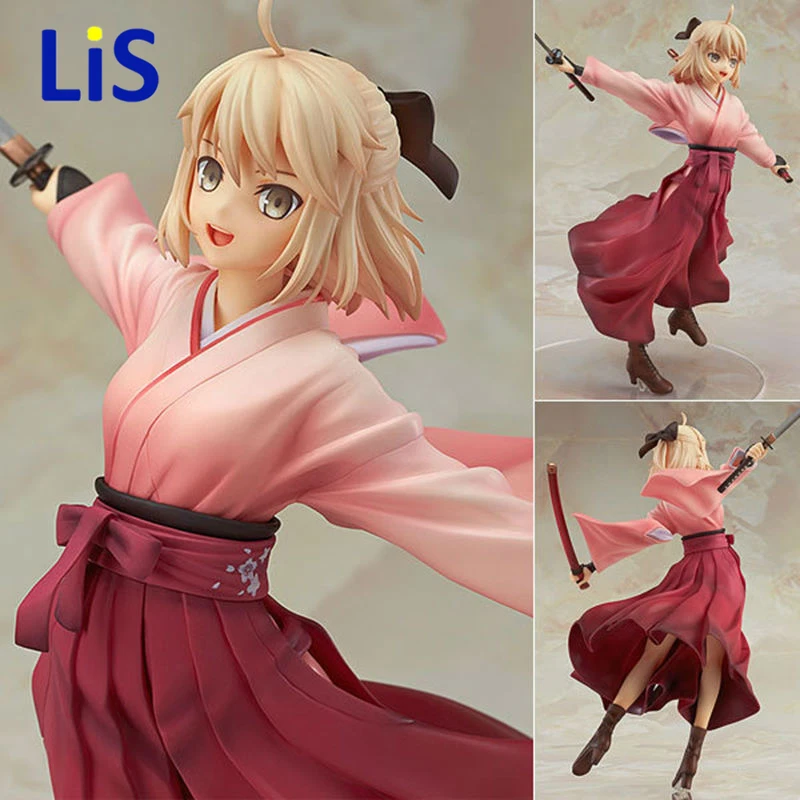 

Lis Japan Anime Cartoon Fate Stay Night Saber PVC Action Figure kimono Dress Ver. Doll Collectible Model Toy 22cm Brinquedos