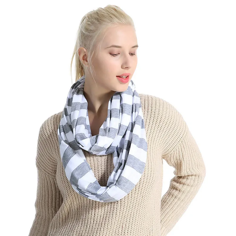 Women Loop Scarf Infinity Wrap Hidden Zipper Pocket Warm Travel Couple Scarves Winter Warm Solid Ring Blanket Wrap Shawl D20 (11)