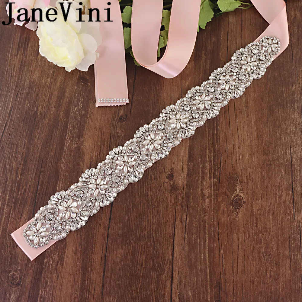 JaneVini роскошный свадебный пояс с кристаллами, жемчуг, серебряные стразы, пояс подружки невесты, бисерные свадебные пояса, платье vestidos cintura 2019