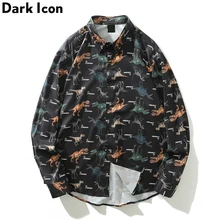 Мужские рубашки с длинным рукавом и принтом темных икон. Новинка. Винтажные рубашки в стиле хип-хоп. Свободные мужские рубашки