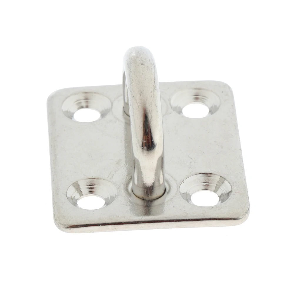 2Pcs Heavy Duty 304 Stainless Steel Square Pad Eye Plate Shade Sail Sailboat 5mm Boat Square Eye Plate